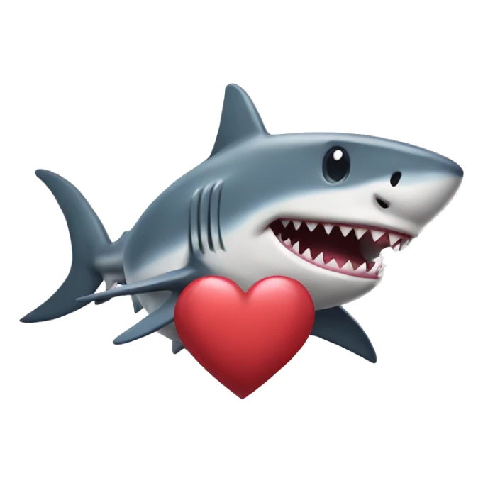 Shark holding a heart sticker