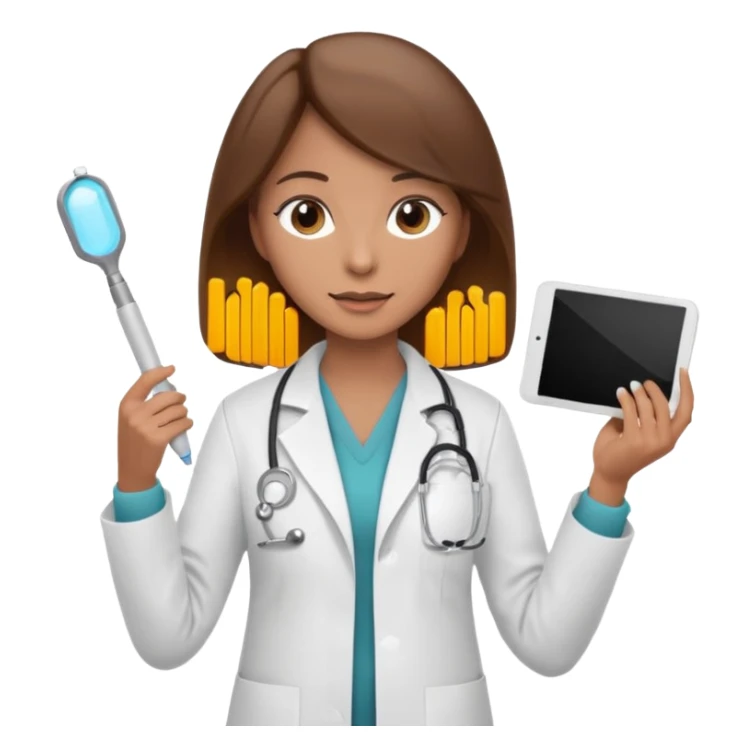 female doctor and ultrasound technician brown hair on technician sticker