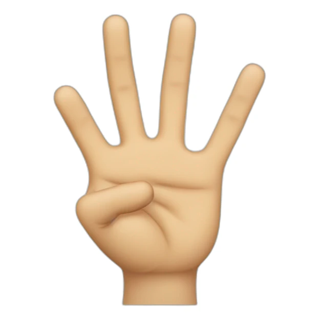 The hand is raised, with index finger and middle finger extended upwards; the last two digits are curled downwards against the palm. The thumb is shown slightly curled or raised. sticker