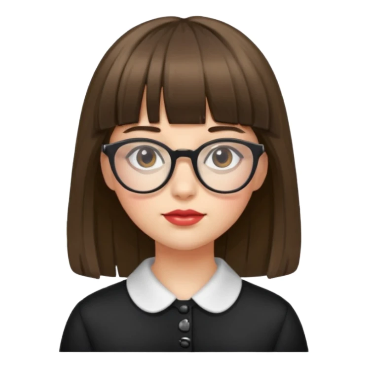 girl with bangs with glasses and accessorised sticker
