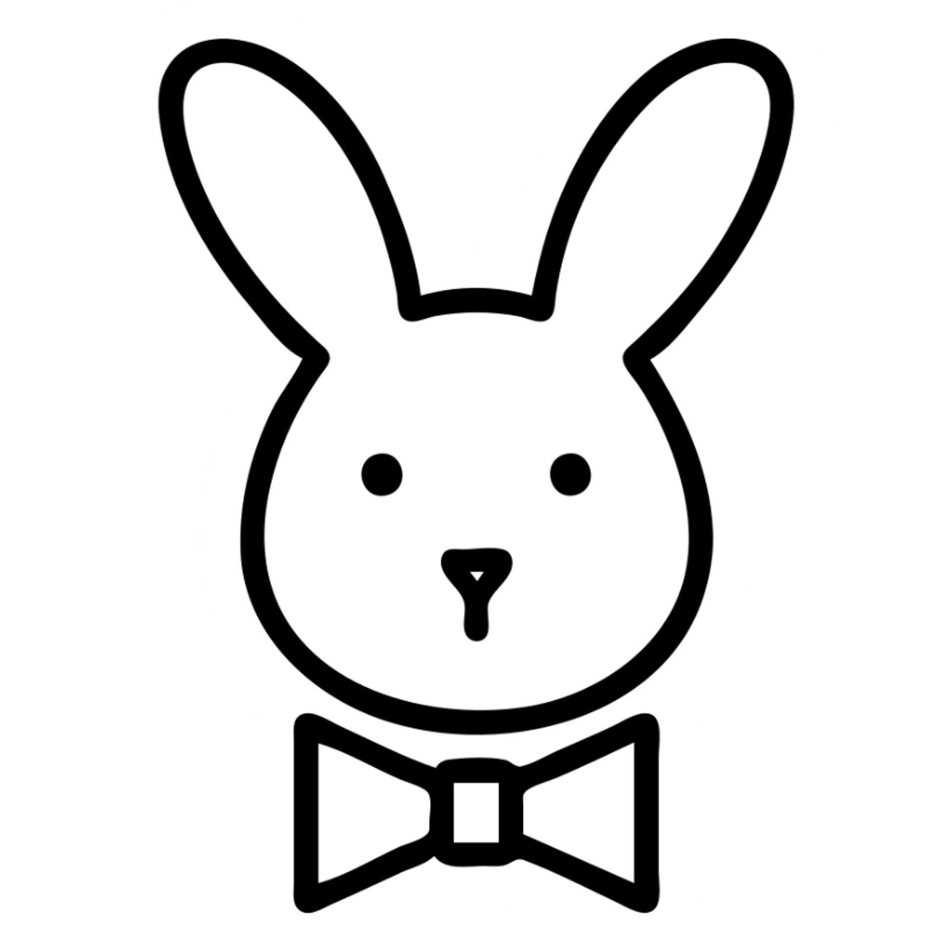 outlined icon of a bunny with a bow tie, minimal and clean sticker