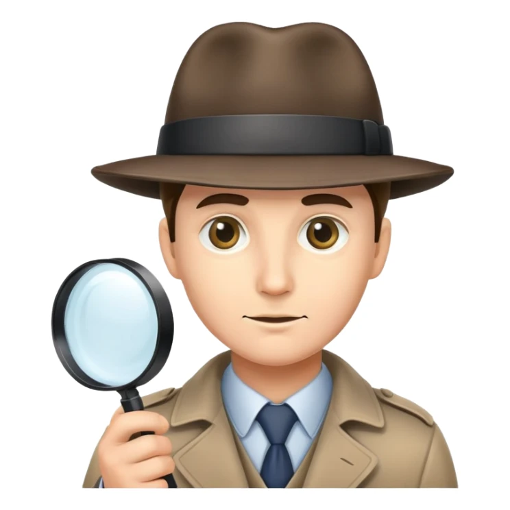detective with magnifying glass and hat sticker