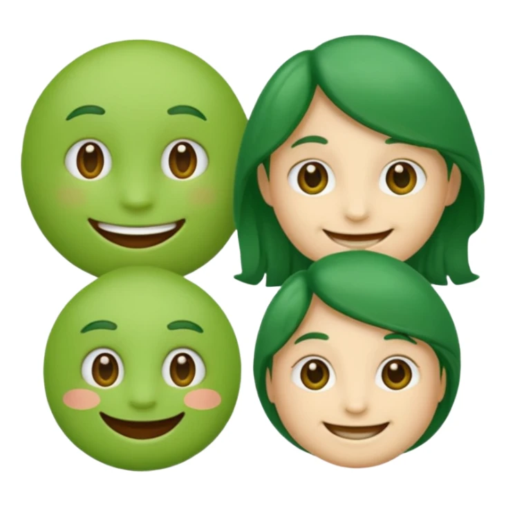 green emoji with many extensions, not jsut circle sticker