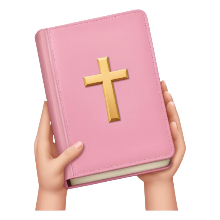 hands holding a pastel pink bible sticker