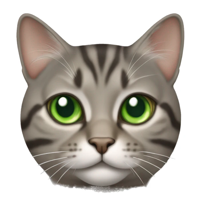 Chubby brown gray tabby cat WITH GREEN EYES sticker