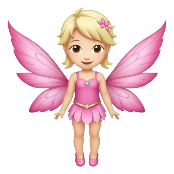 fairy with blonde hair, pink wings, happy, chibi full body sticker