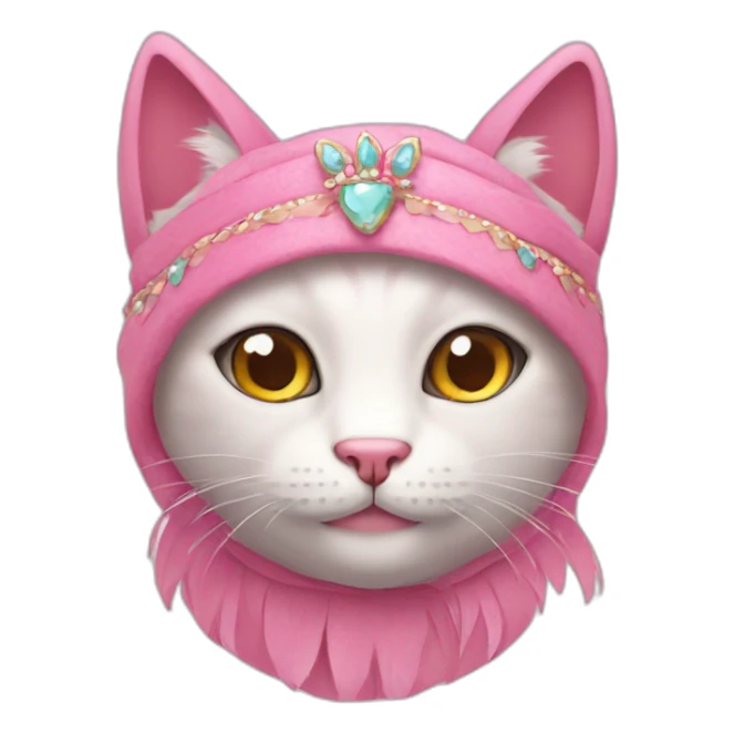 a cute pink cat wearing headdress sticker