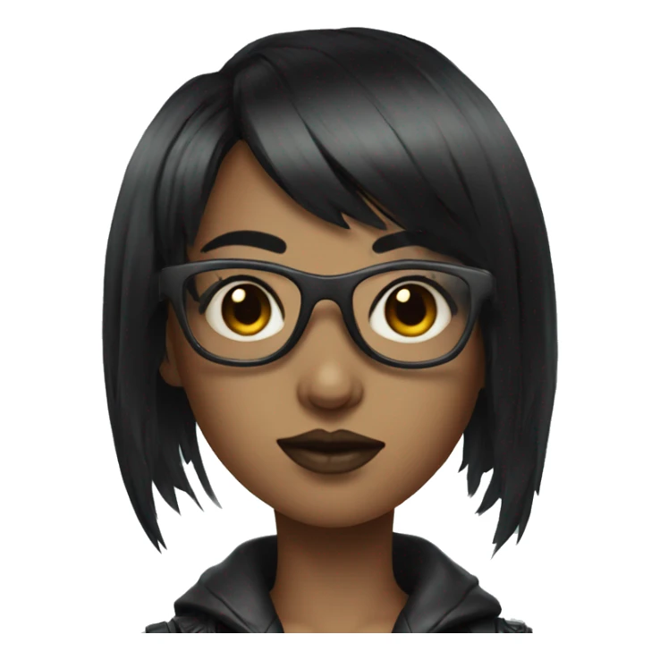 cyberpunk girl with bangs and black hair with glasses sticker