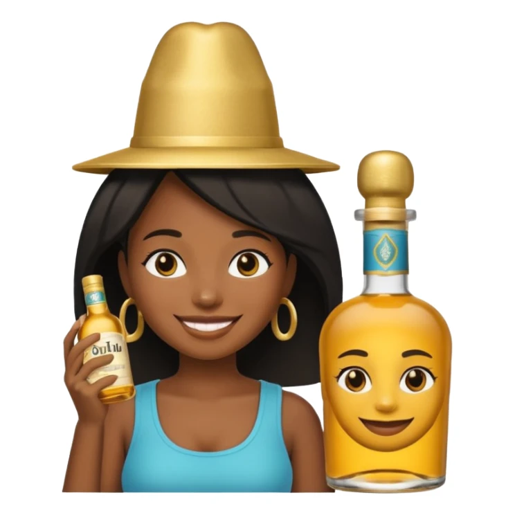 Black girl emoji with don Julio on her head sticker