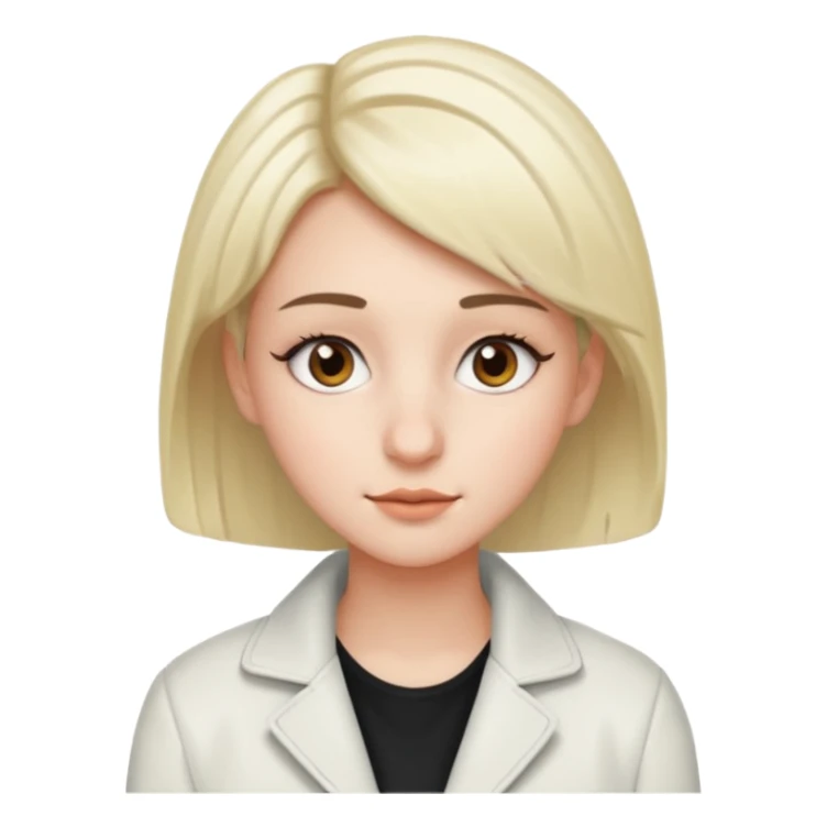 18 year old with very short gradient hair, brown eyes and long lashes, big nose and he is wear a white jacket sticker