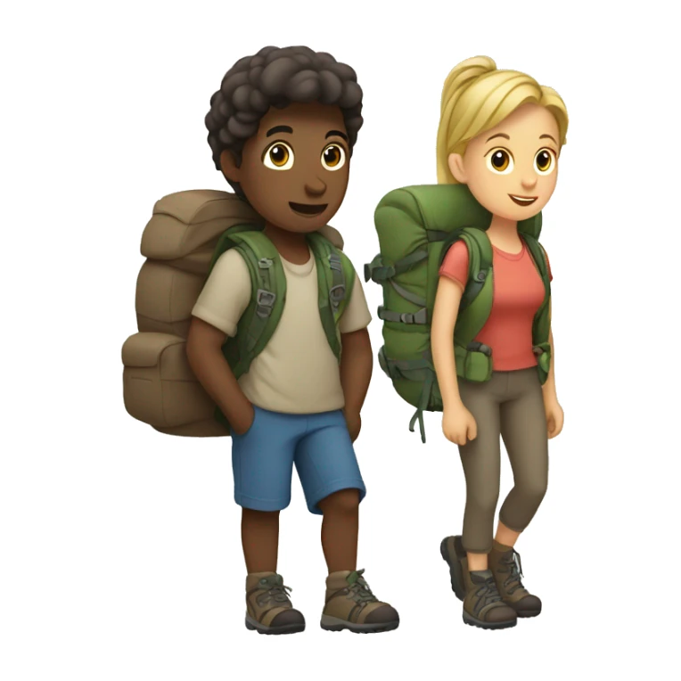 boy and girl hiking together  sticker