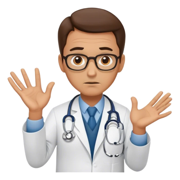 busy anoyed doctor shows no with gesture sticker