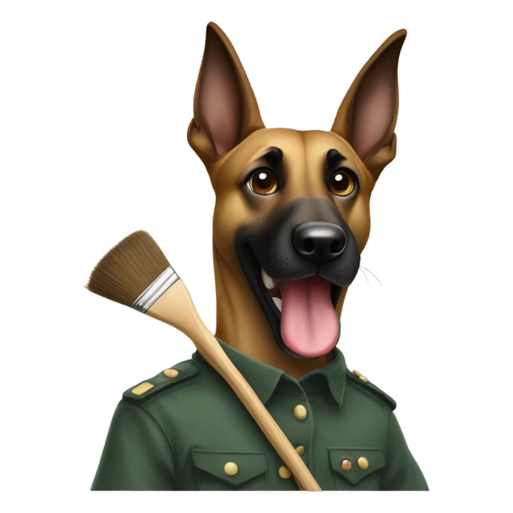 malinois holding a painting brush sticker