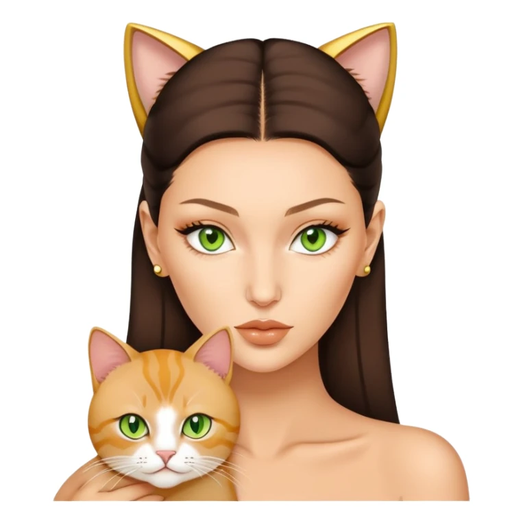Bella Hadid and one golden baby fat green eyes cat  sticker