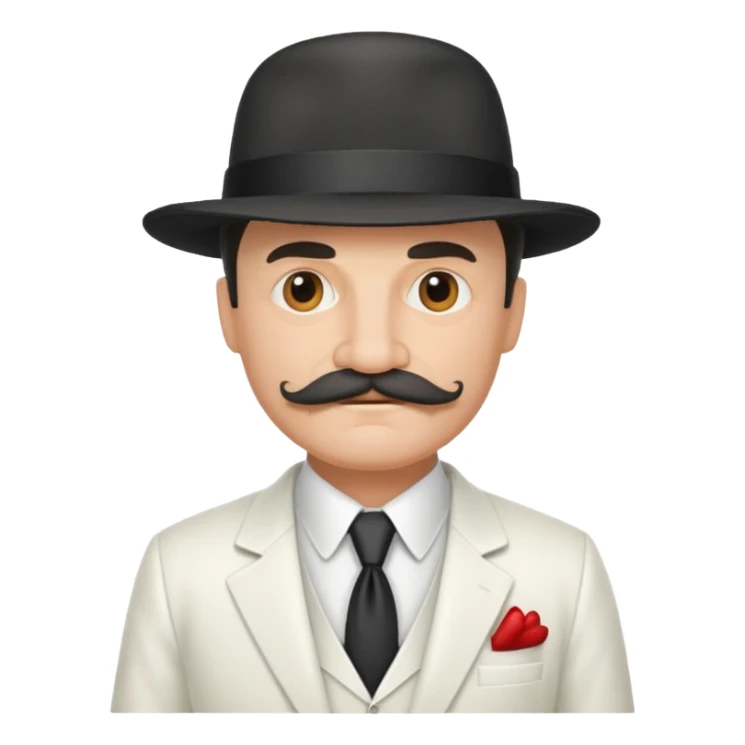 middle aged mobster with white colored suit and hat and mustache sticker