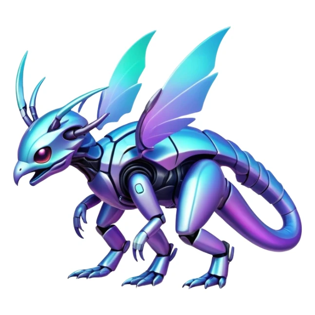 Futuristic complex detailed iridescent aesthetic-scenery-Fakémon-creature sticker