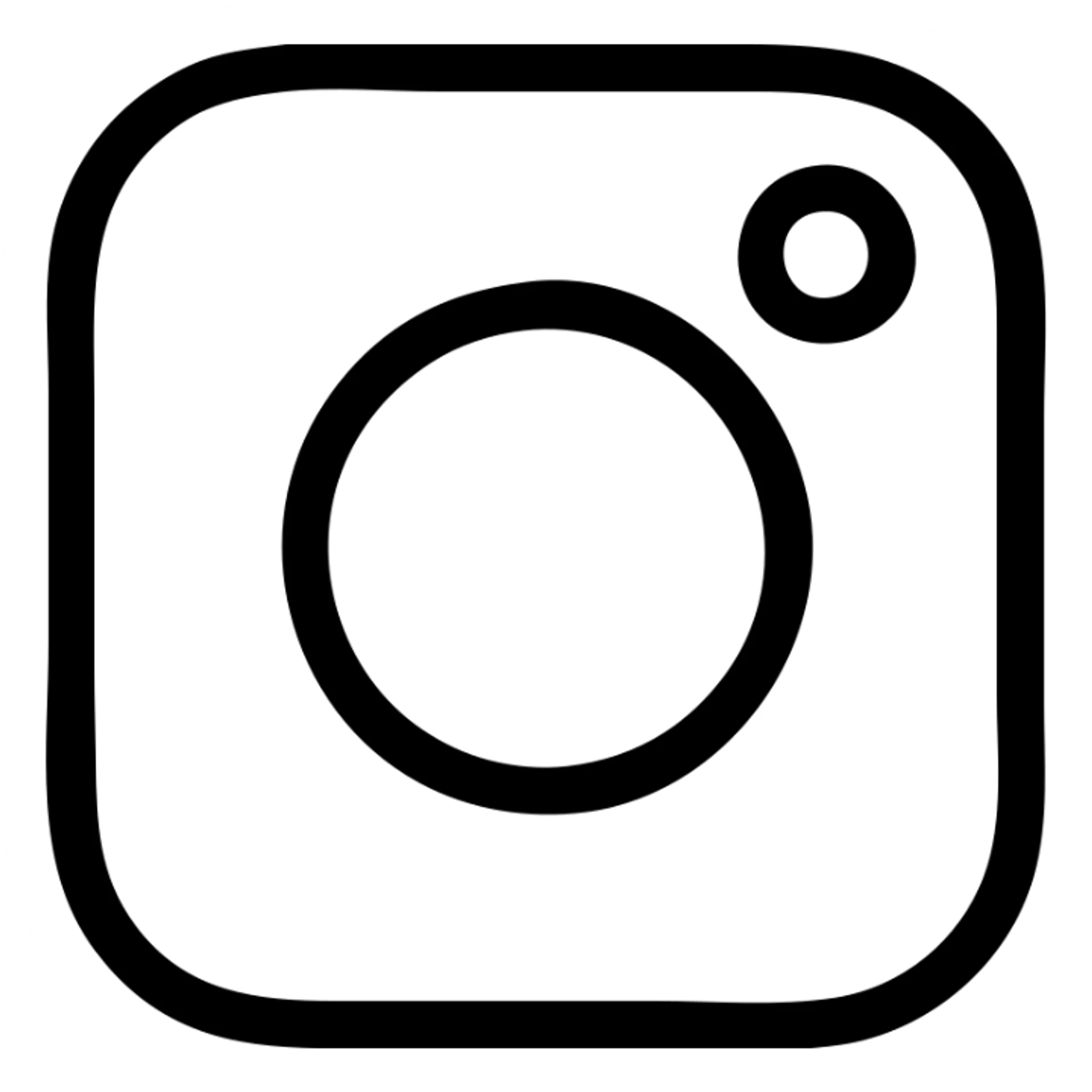 minimal white Instagram icon with simplified camera shape, outlined style, suitable for dark background sticker