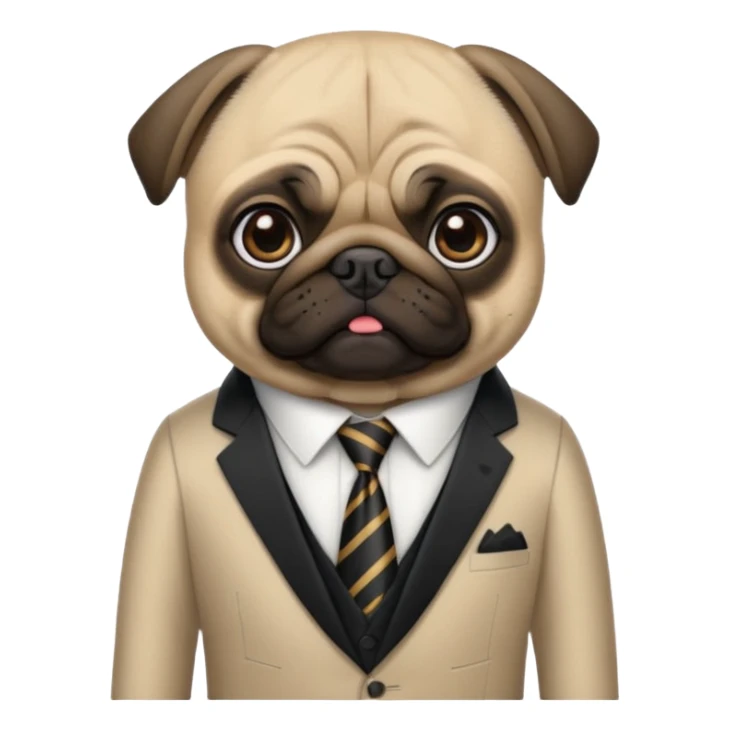 Un perro de raza pug con un traje elegante sticker