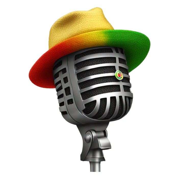 A microphone with a Rasta hat, symbolizing the unique and authentic style of the genre.
 sticker