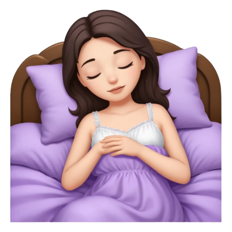 brunette-single-girl-in-lavender-bed-sleeping-pretty-eyelashes-light-skin sticker