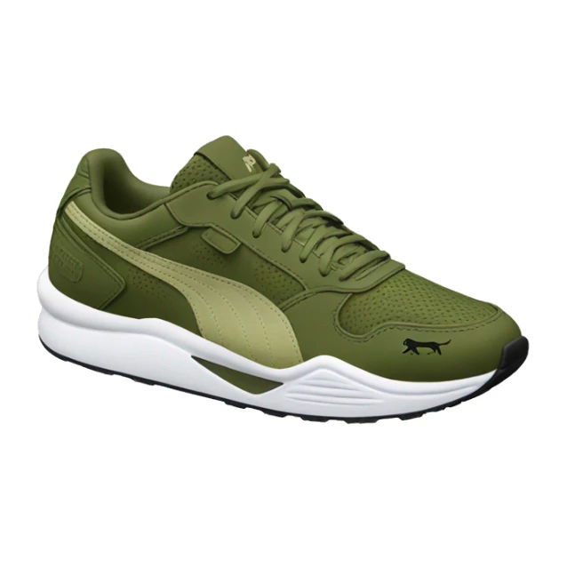 Olive green puma running shoes sticker
