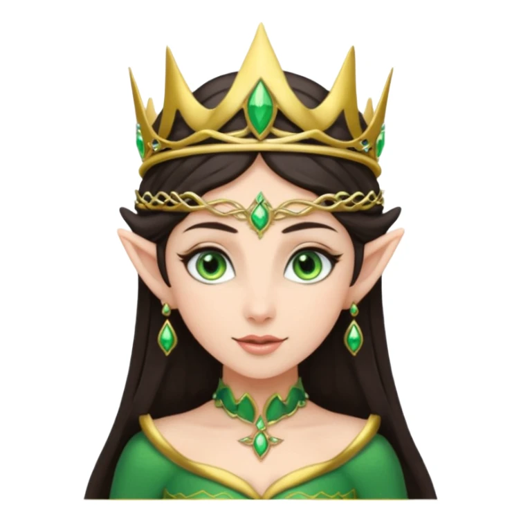 elf woman wearing tiara and dark hair sticker