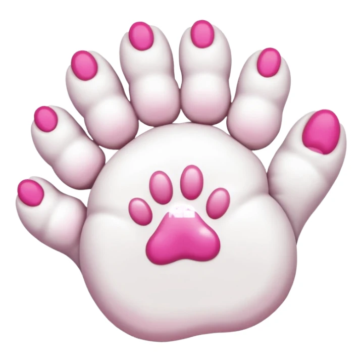 white cat paw with arm, from the bottom, vivid pink toe beans sticker