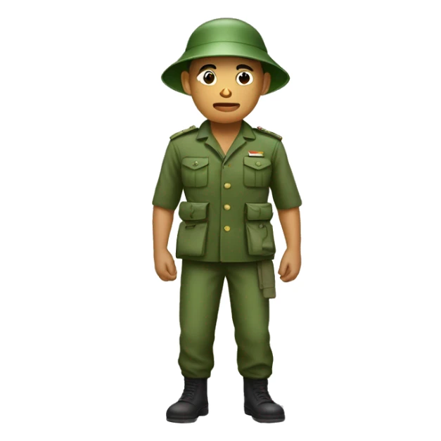 North Vietnamese soldier wearing a bucket hat and a green uniform  sticker
