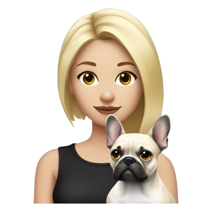 Blonde girl with black/white French bulldog sticker