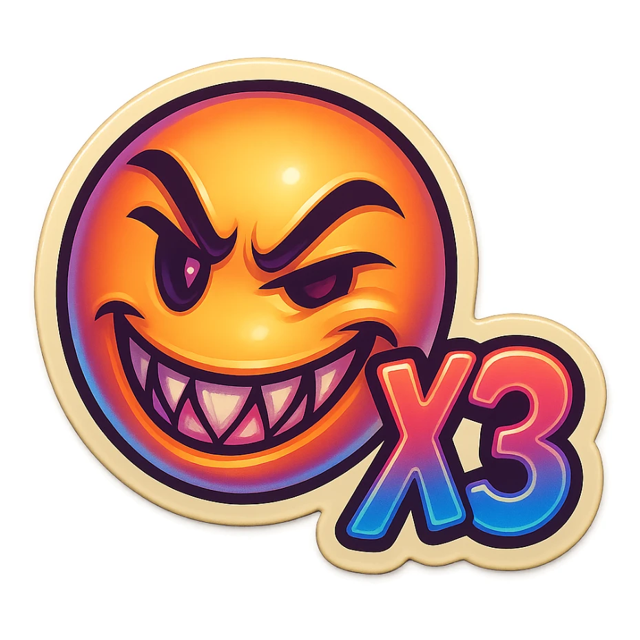 grin EVIL LOOk , Make it say "X3"" sticker
