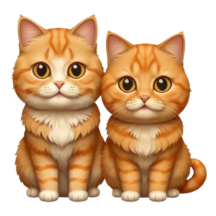 Two cat, Tabby Persian happy cat and orange Sottish fold cat sticker