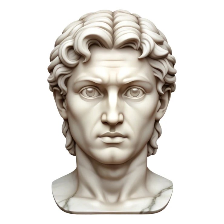 Cinematic Realistic Michelangelo's David Sculpture Emoji, depicted as a masterful Renaissance statue with idealized proportions and a serene noble expression, rendered with lifelike marble textures and soft classical lighting that captures its timeless beauty. sticker
