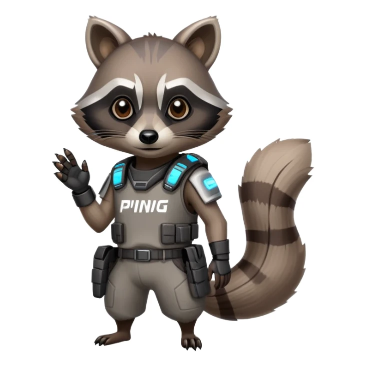 Cyberpunk Racoon wearing an Trikot with the Name H0ping7k sticker