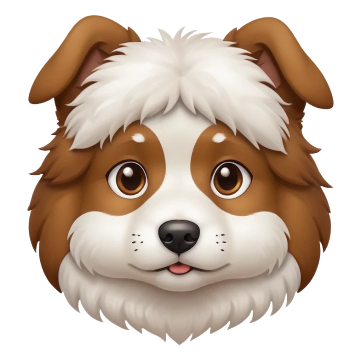 cute brown and white dog with a thinking face sticker