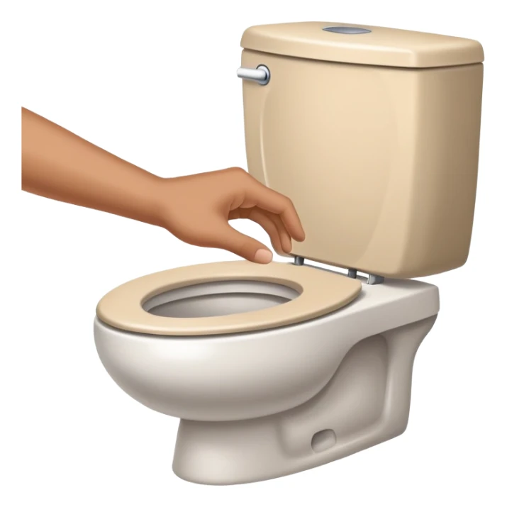 hand pressing the flush button on a toilet, clean and friendly sticker