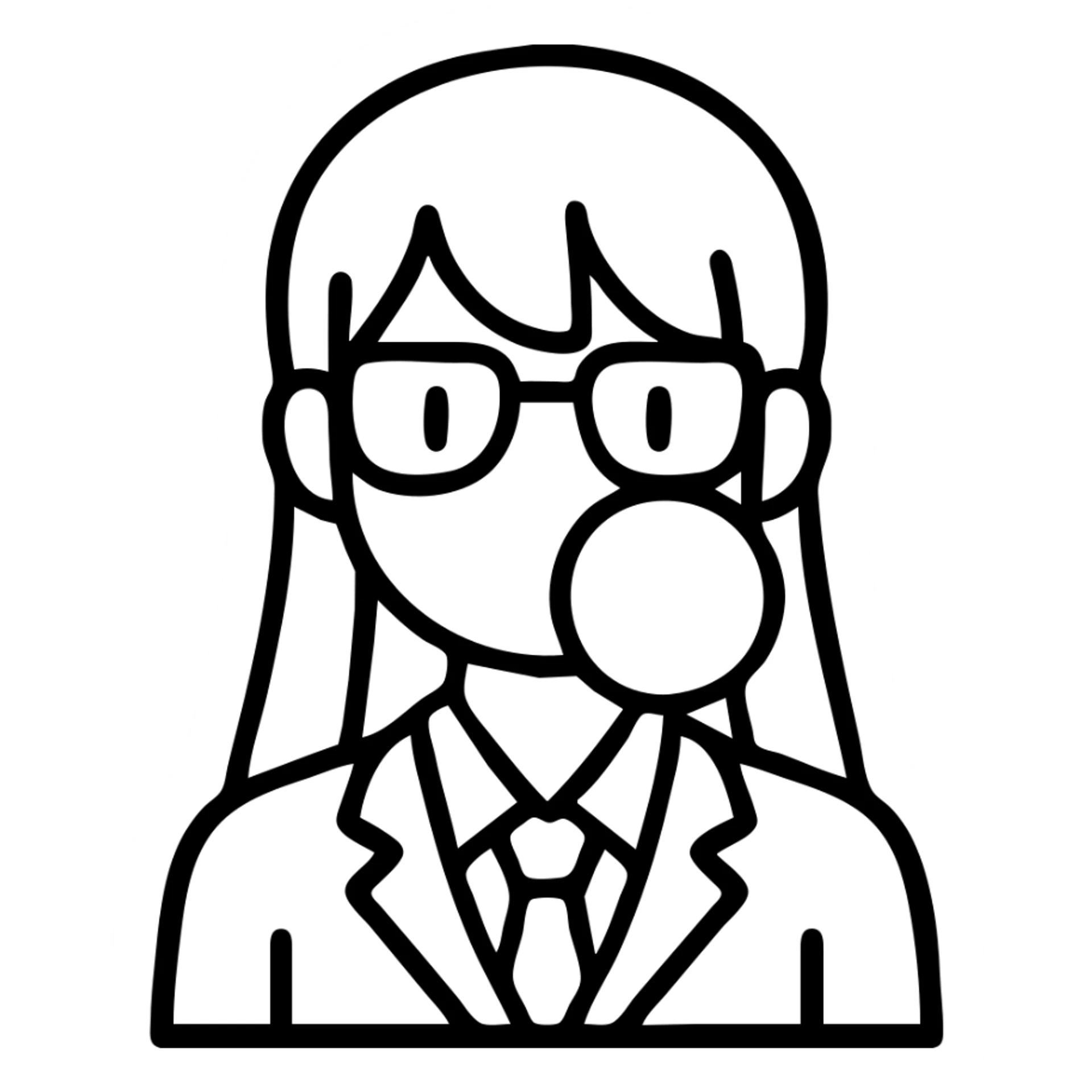 anime style girl teacher blowing bubblegum sticker