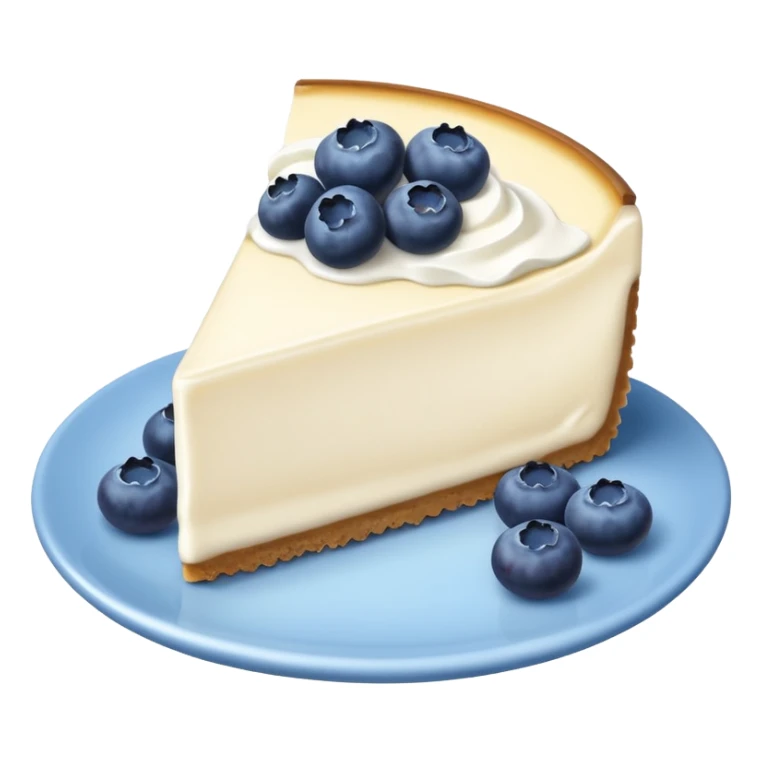 one slice of cheesecake with blue cream on top and blueberries sticker