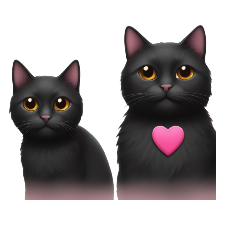 black cat and orange cat with pink heart sticker