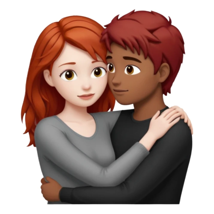Red haired girl with dark brown hair boy romance sticker