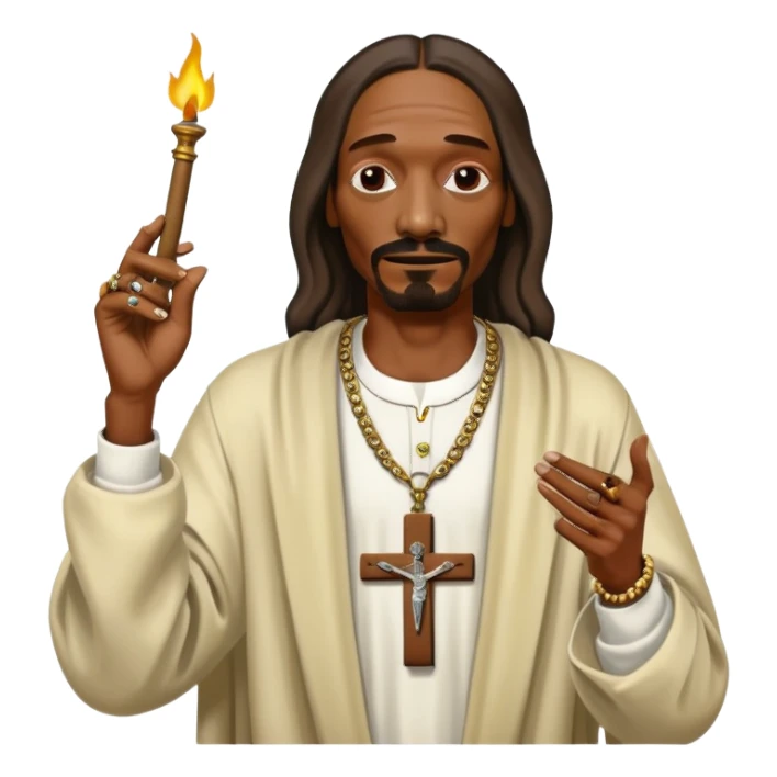 Snoop dogg Jesus style artwork with blunt in both hands sticker