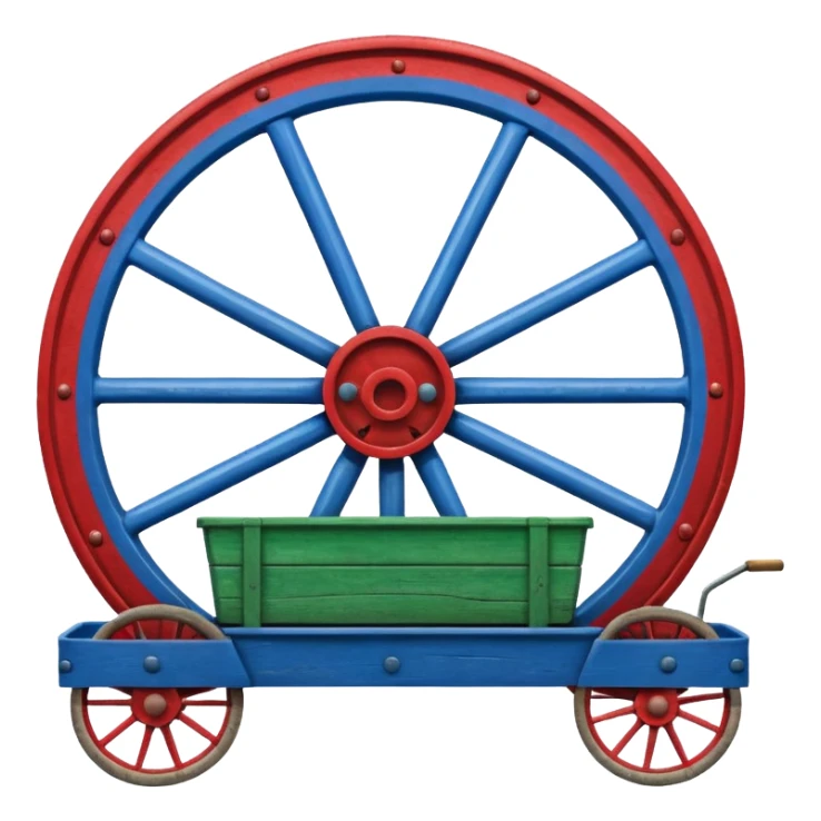 Un drapeau avec la moitié de bleu et l’autre de vert avec une roue de roulotte rouge au centre assez grande sticker