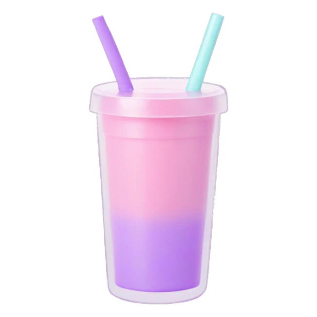 pastel aesthetic smoothie glass with straw, purple/pink sticker