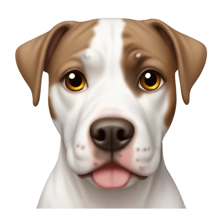 White pitbul with brown eye spot and brown hair features sticker