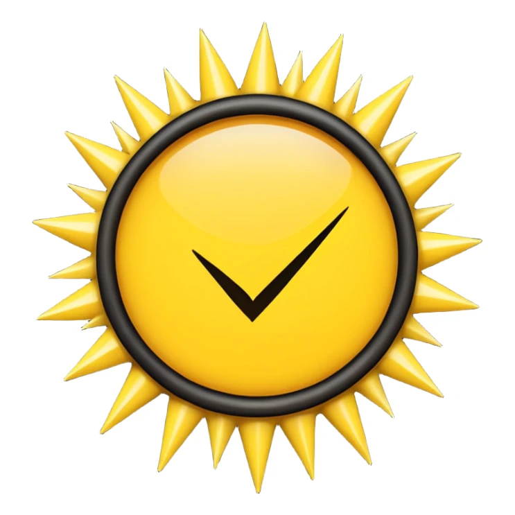 Círculo amarillo con puas alrevedor y un check adentro todo amarillo sticker