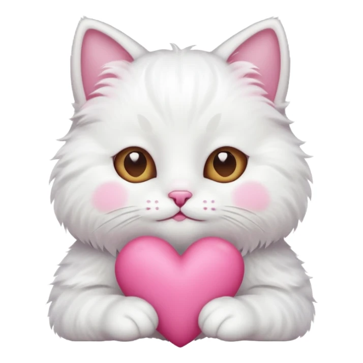 white cat hands holding a pink heart sticker