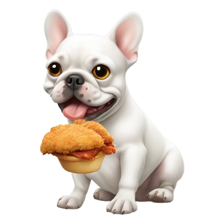White french bulldog eating Fried chicken  sticker