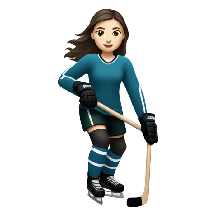 White girl with dark hair playing hockey  sticker