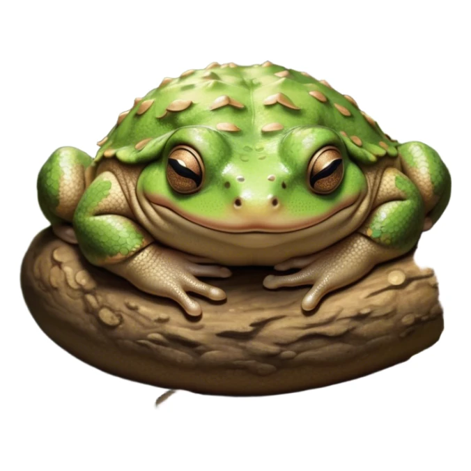 Meme-Worthy Cute Sleeping Toad Portrait Emoji, Head resting peacefully with a contented smile, showcasing a stout, textured body with softly closed eyes in serene, restful slumber, Simplified yet adorably endearing features, highly detailed, glowing with a soft, drowsy woodland light, high shine, relaxed and utterly lovable, stylized with an air of playful laziness, soft glowing outline, capturing the essence of a sleeping toad that feels destined to become the next viral icon of adorable rest! sticker