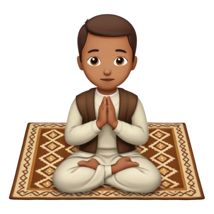 Buatkan emoticon siap pakai. Seseorang sedang sholat. sticker