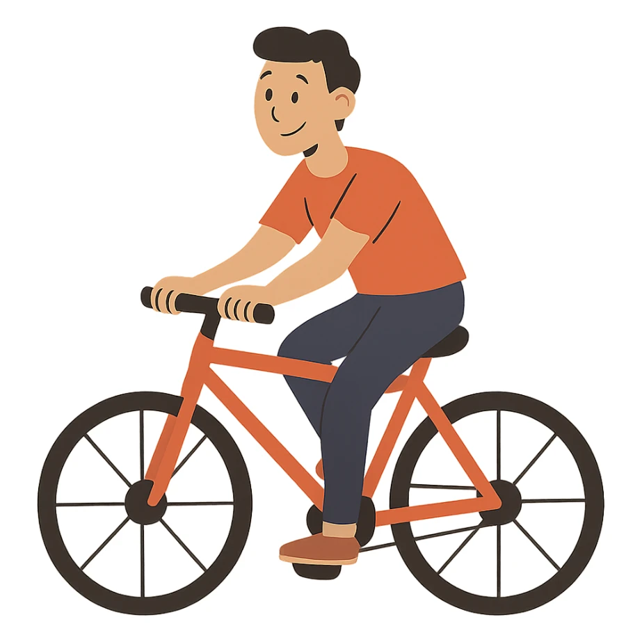flat toon style person riding a bike sticker